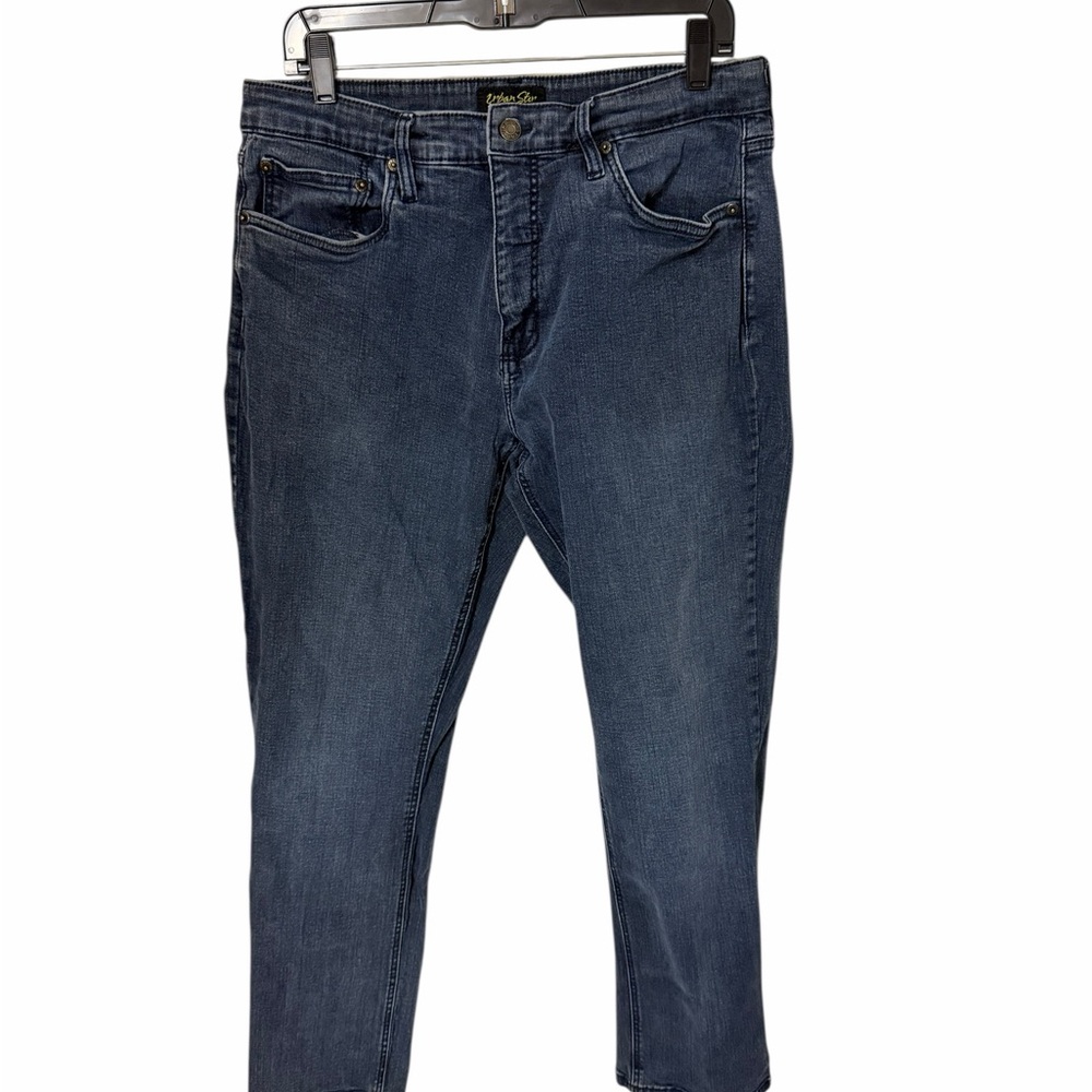 Urban Star Men’s Blue Straight Leg Stretch Jeans 36x32 Classic Denim